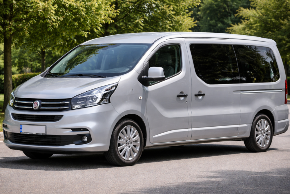 Voiture funéraire Fiat Talento sur rue